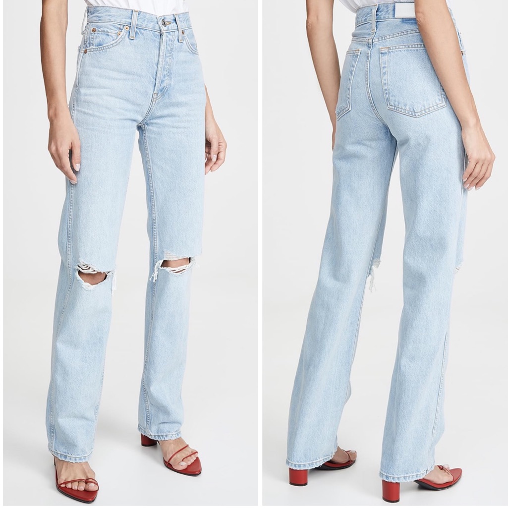 Re/Done High Rise Rigid Loose Jean Bleach Distressed Size 26